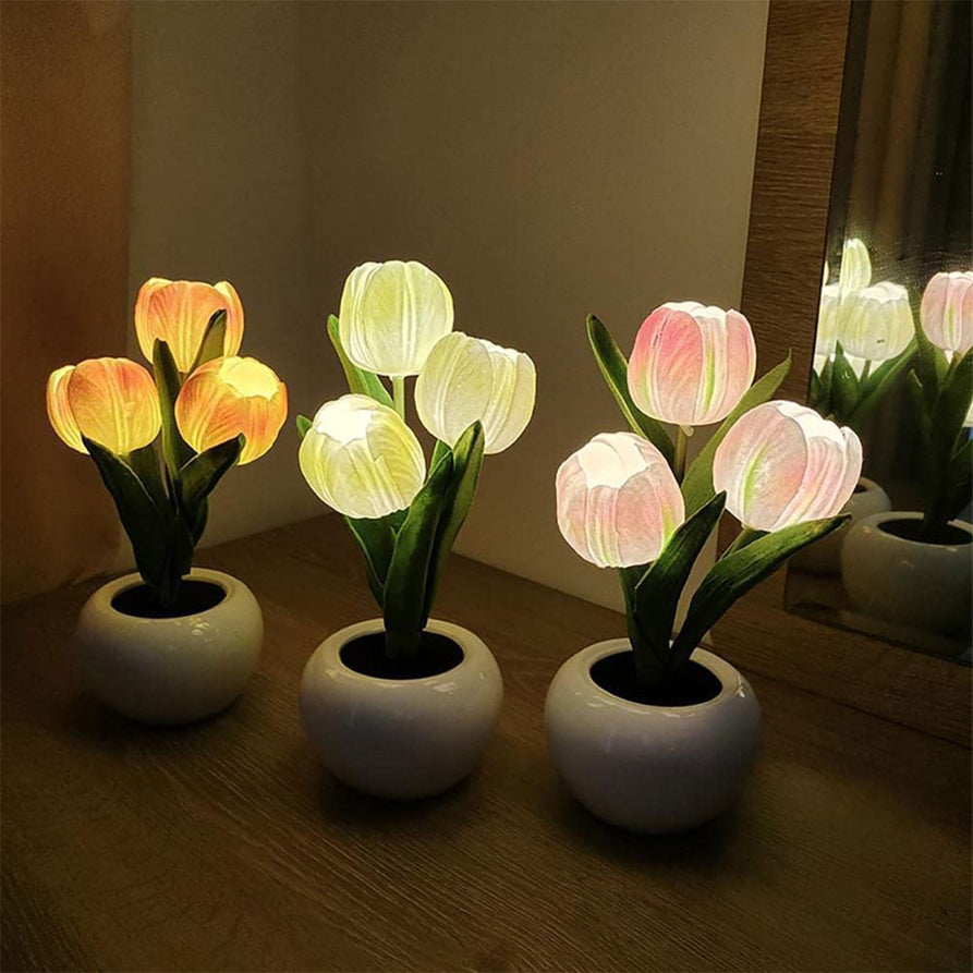 LED Tulip Night Light Simulation Flower Table Lamp