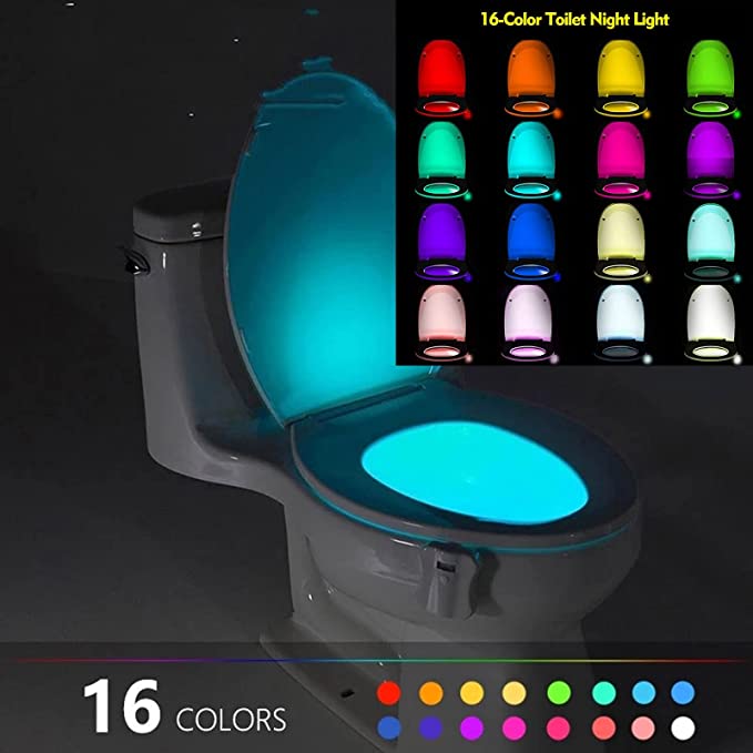 Motion Sensor Toilet Seat Waterproof Night Light 8/16 Colors