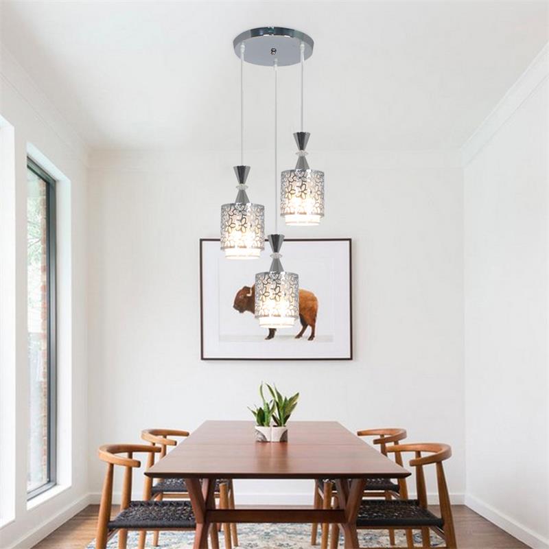 Modern Three Head Dining Room Crystal Pendant Lamp